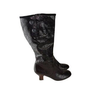 NAYA Dalia Women’s Boots Black Leather Side Zip Knee High Size 9.5W